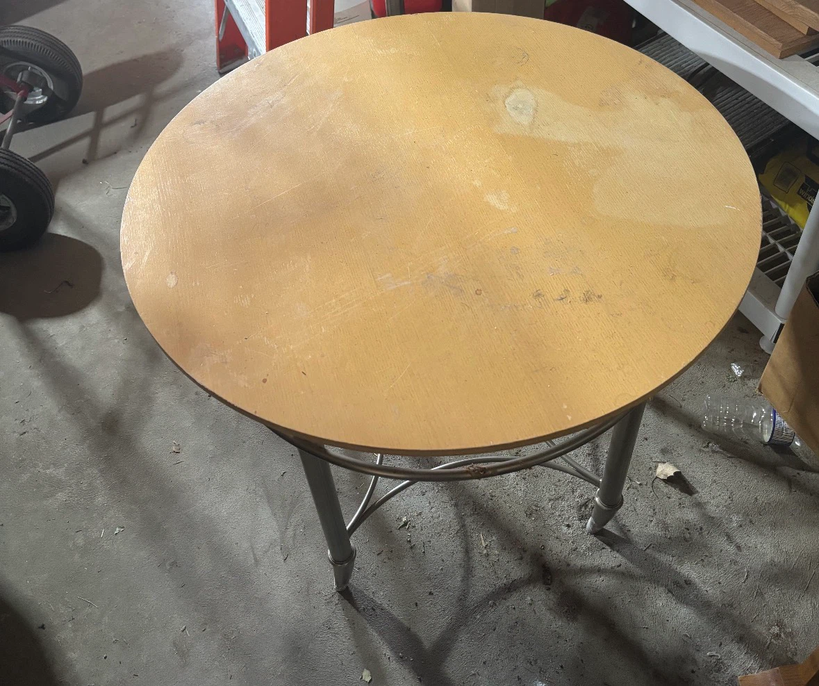 Round Wood Top Table