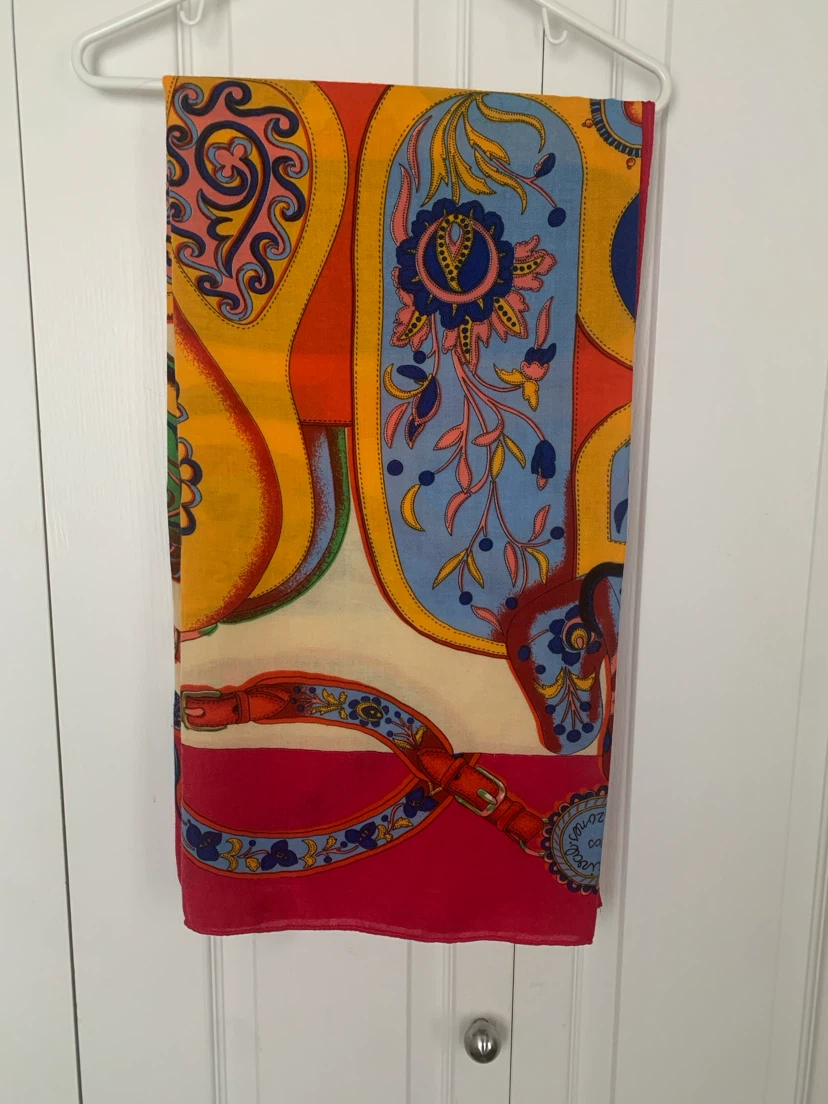 Vintage Scarf with Horse Bit and Paisley Print