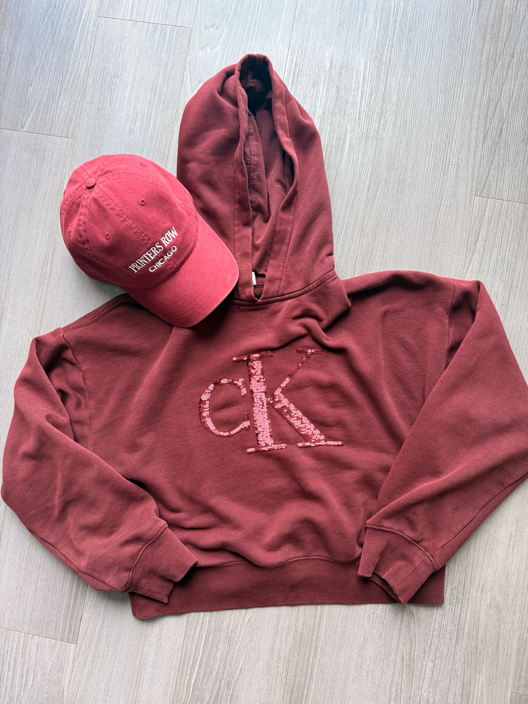 Calvin Klein Sequined CK Logo Hoodie & Printers Row Chicago Cap - photo 2