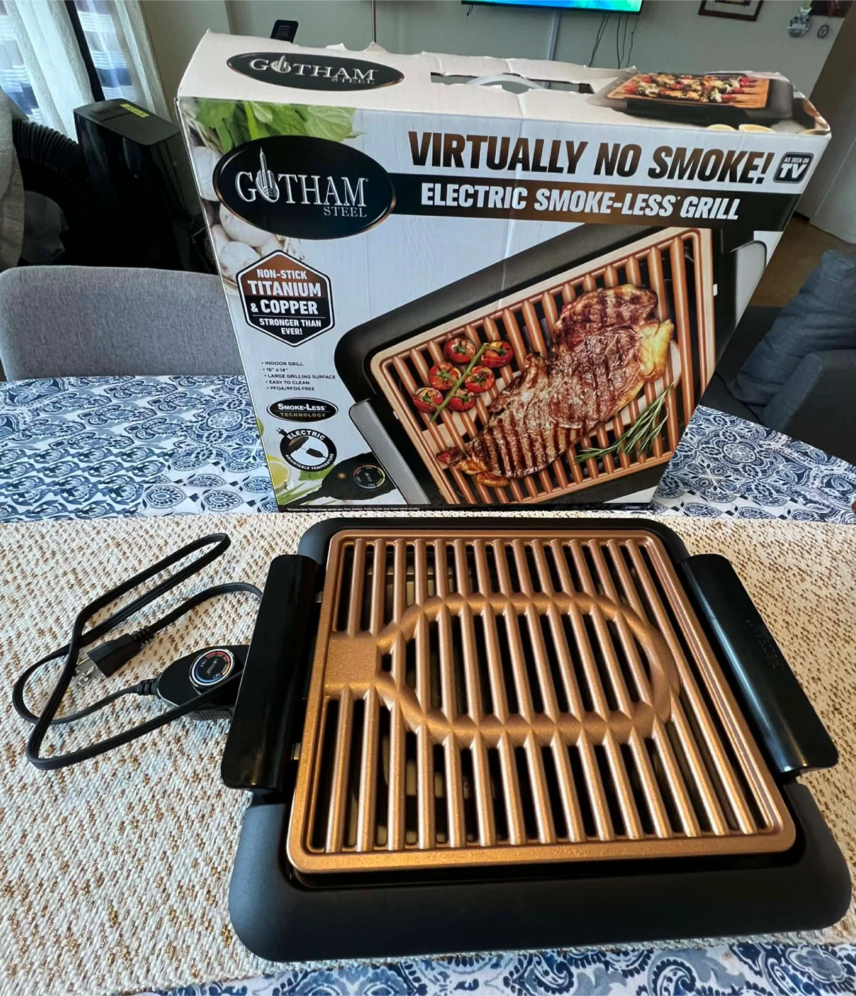 Gotham Steel Electric Smoke-Less Grill 16"x14"
