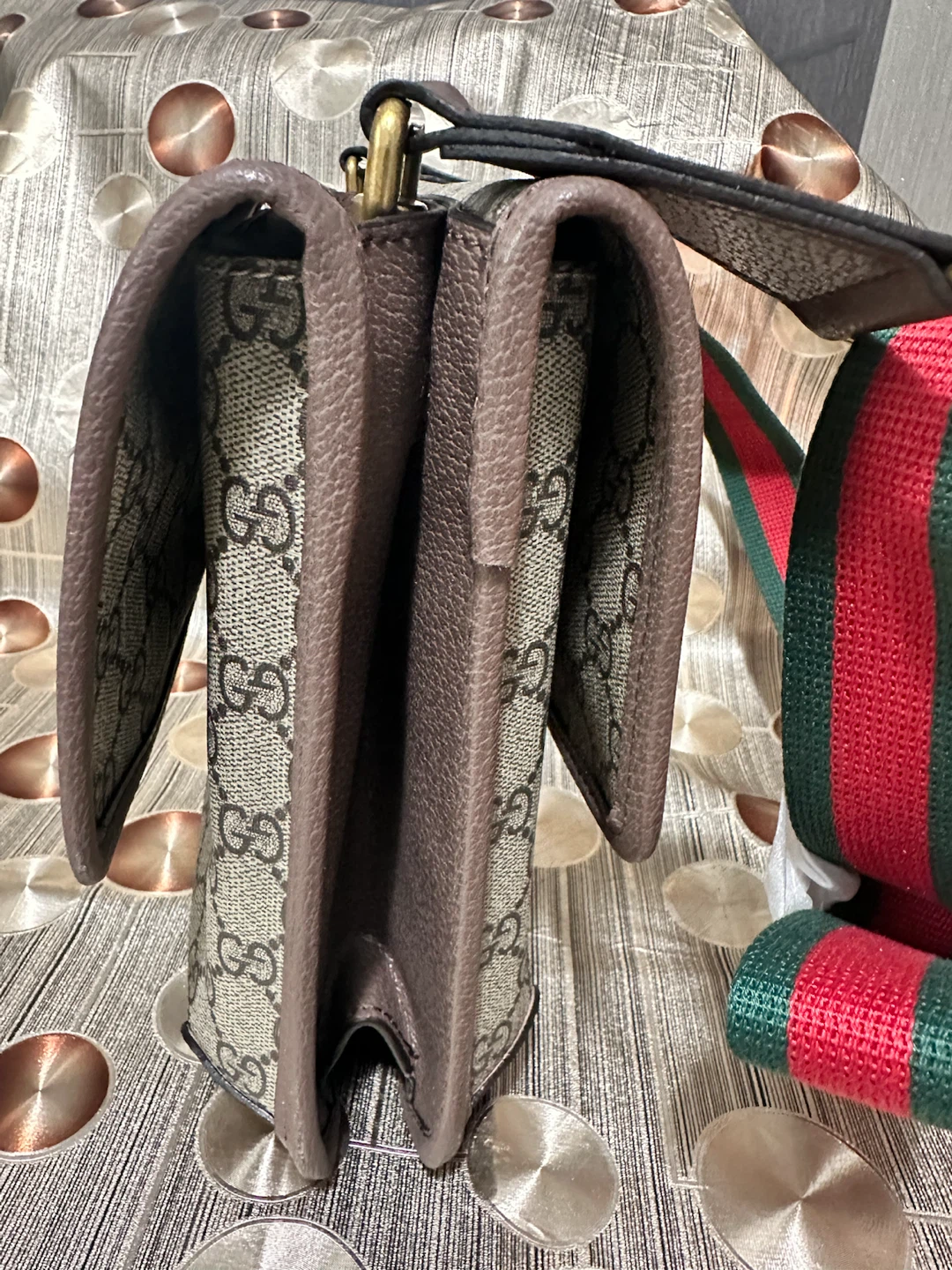 Gucci Monogram Shoulder Bag with Web Stripe - photo 3