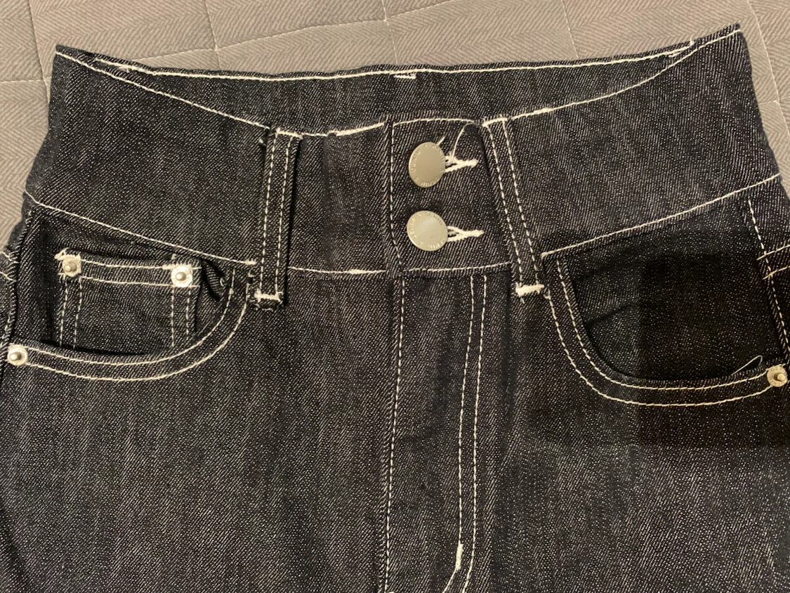 Non-bleed Raw Flared Dark Wash Denim - photo 3