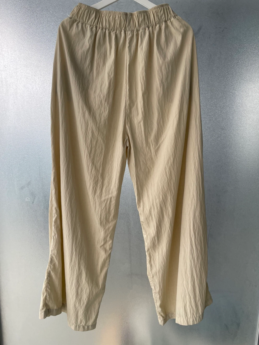 Size L, Women's Beige Linen Blend Wide Leg Pants - photo 5
