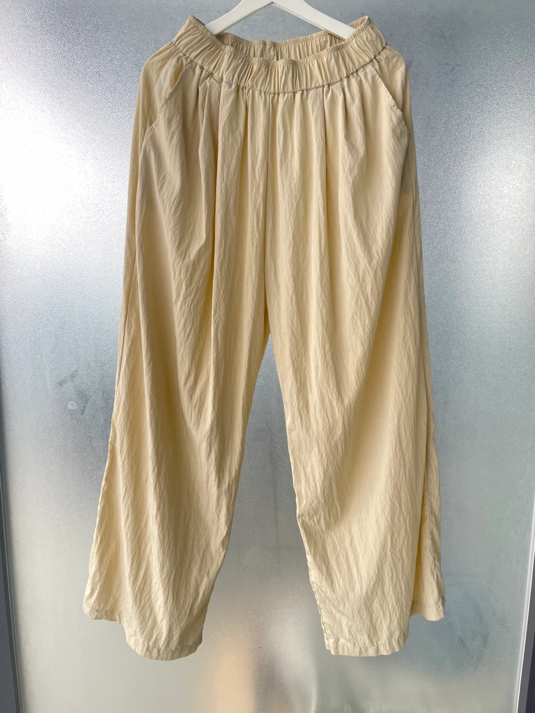 Size L, Women's Beige Linen Blend Wide Leg Pants - photo 2