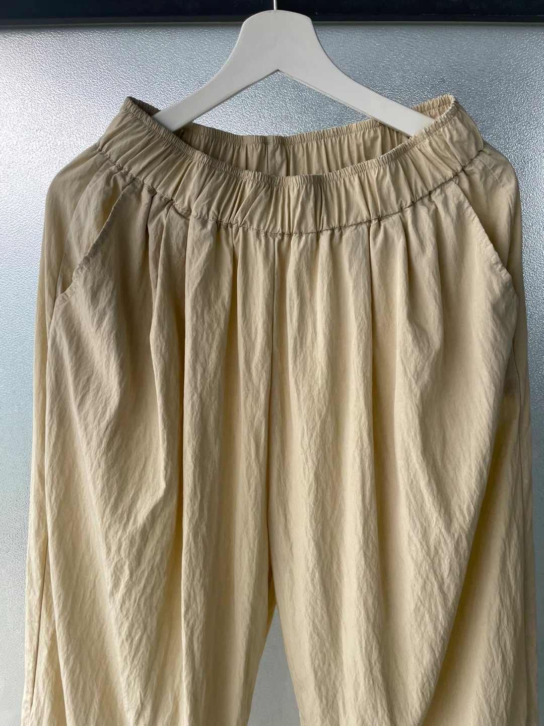Size L, Women's Beige Linen Blend Wide Leg Pants - photo 4