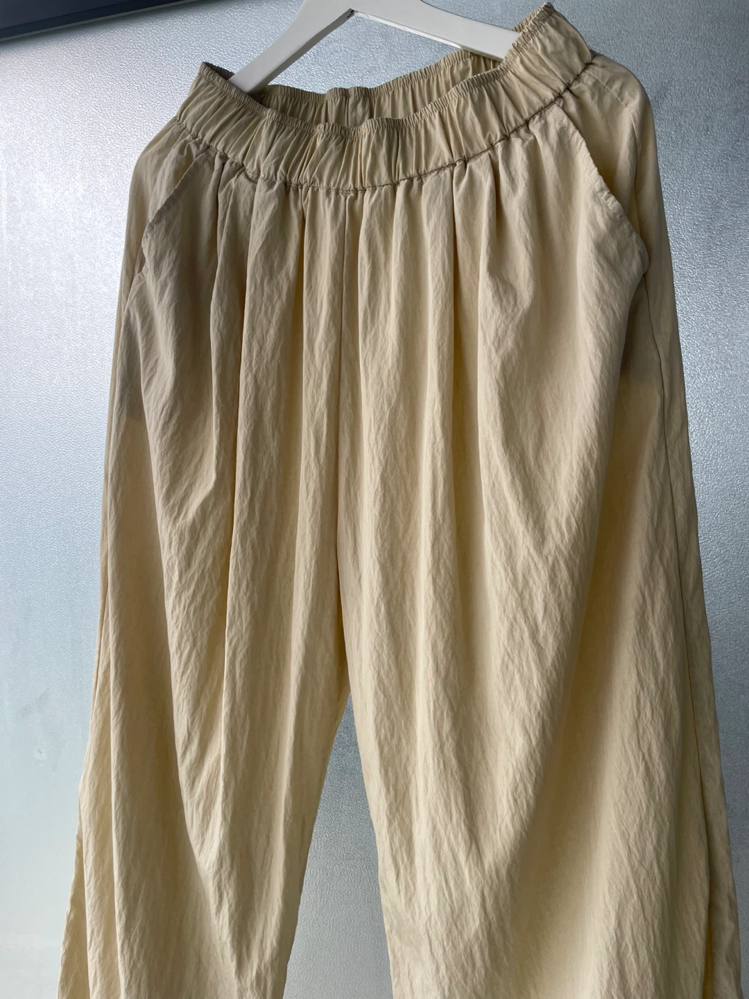 Size L, Women's Beige Linen Blend Wide Leg Pants - photo 3