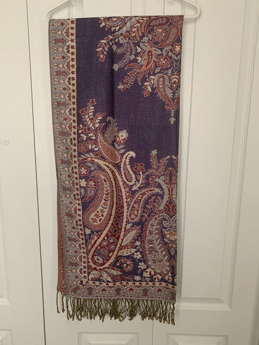 Purple Paisley Scarf with Fringe
