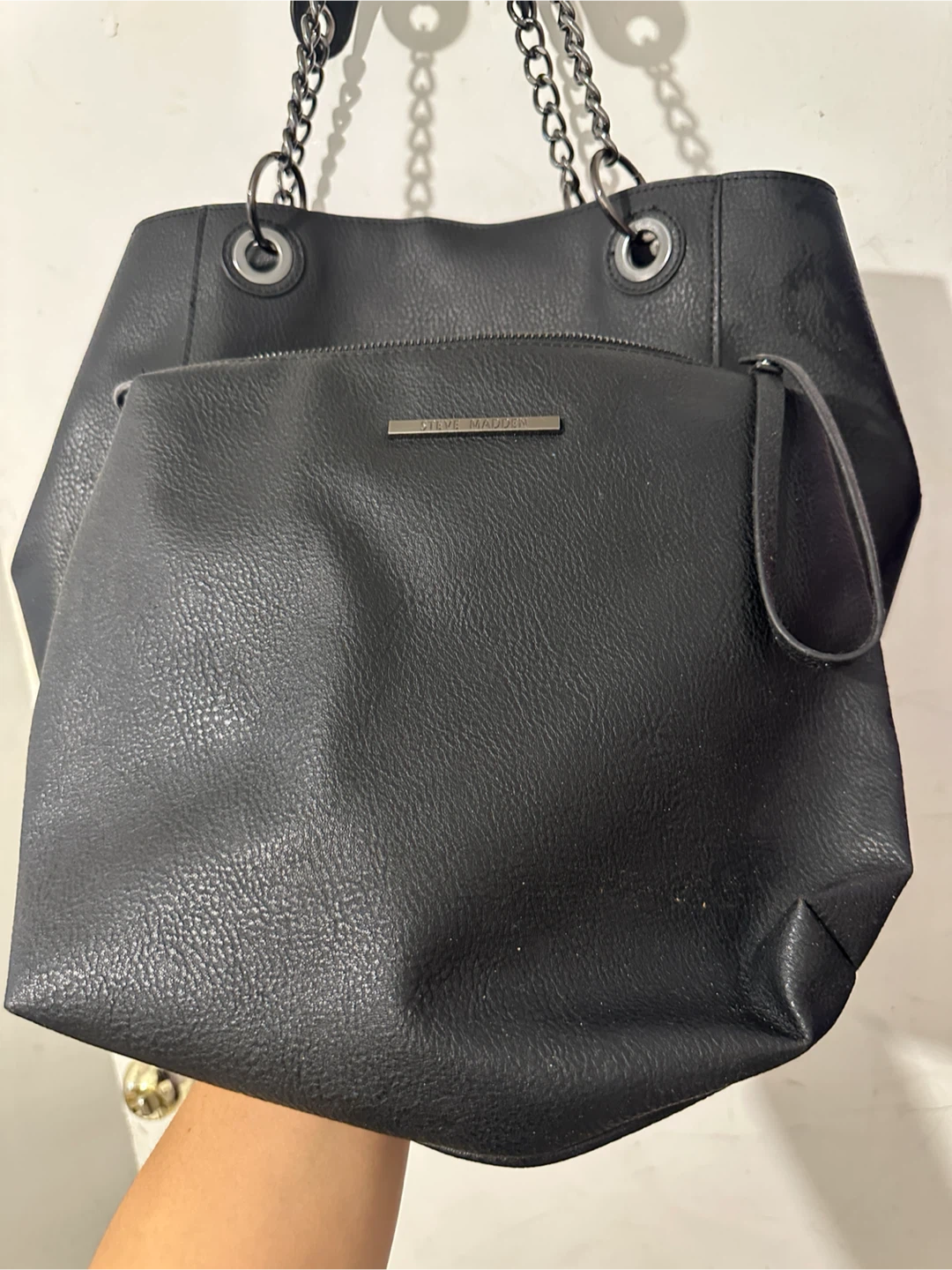 Steve Madden Black Tote Bag with Floral Lining - photo 2