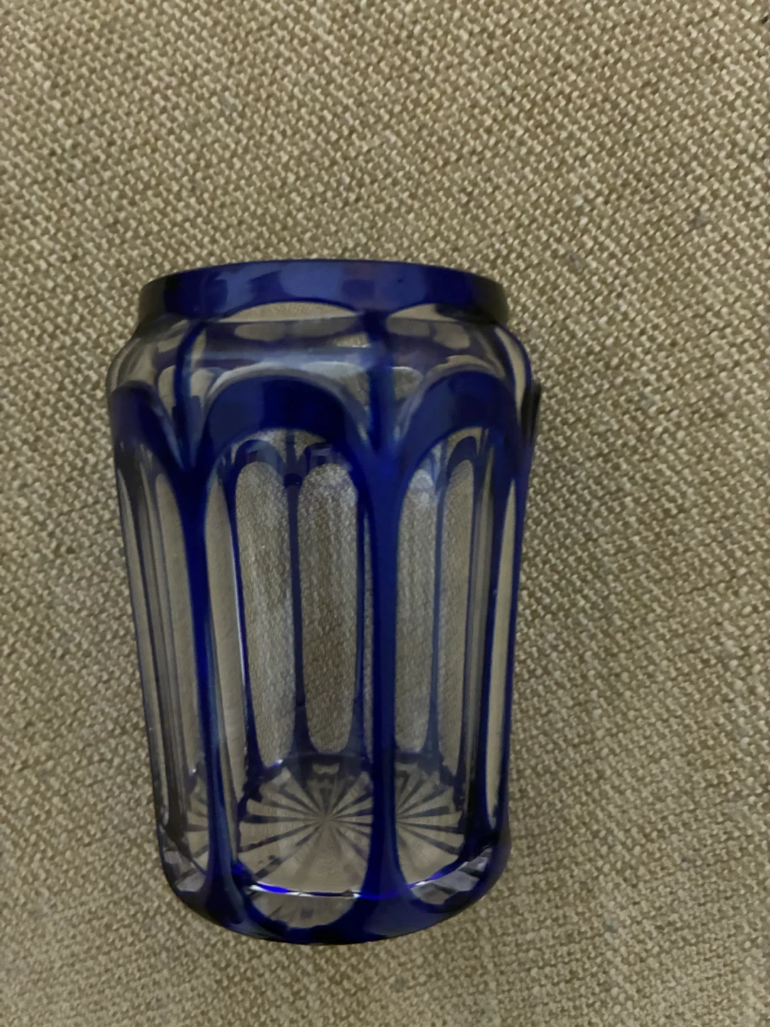 Blue Overlay Cut Glass Tumbler