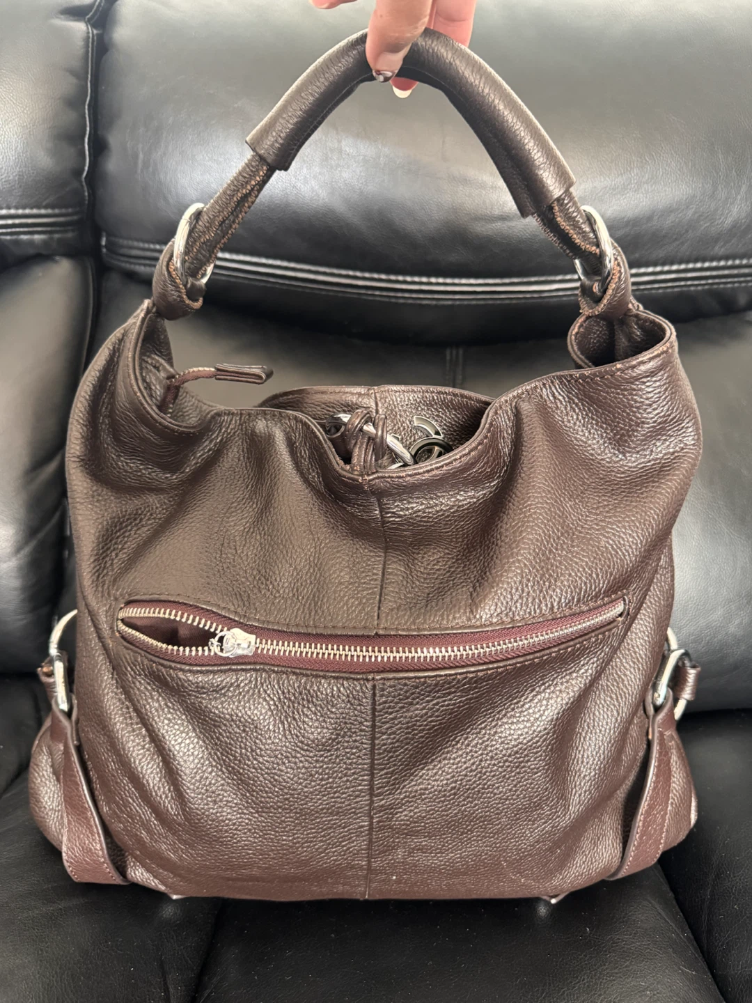 Brown Leather Shoulder Bag - photo 2