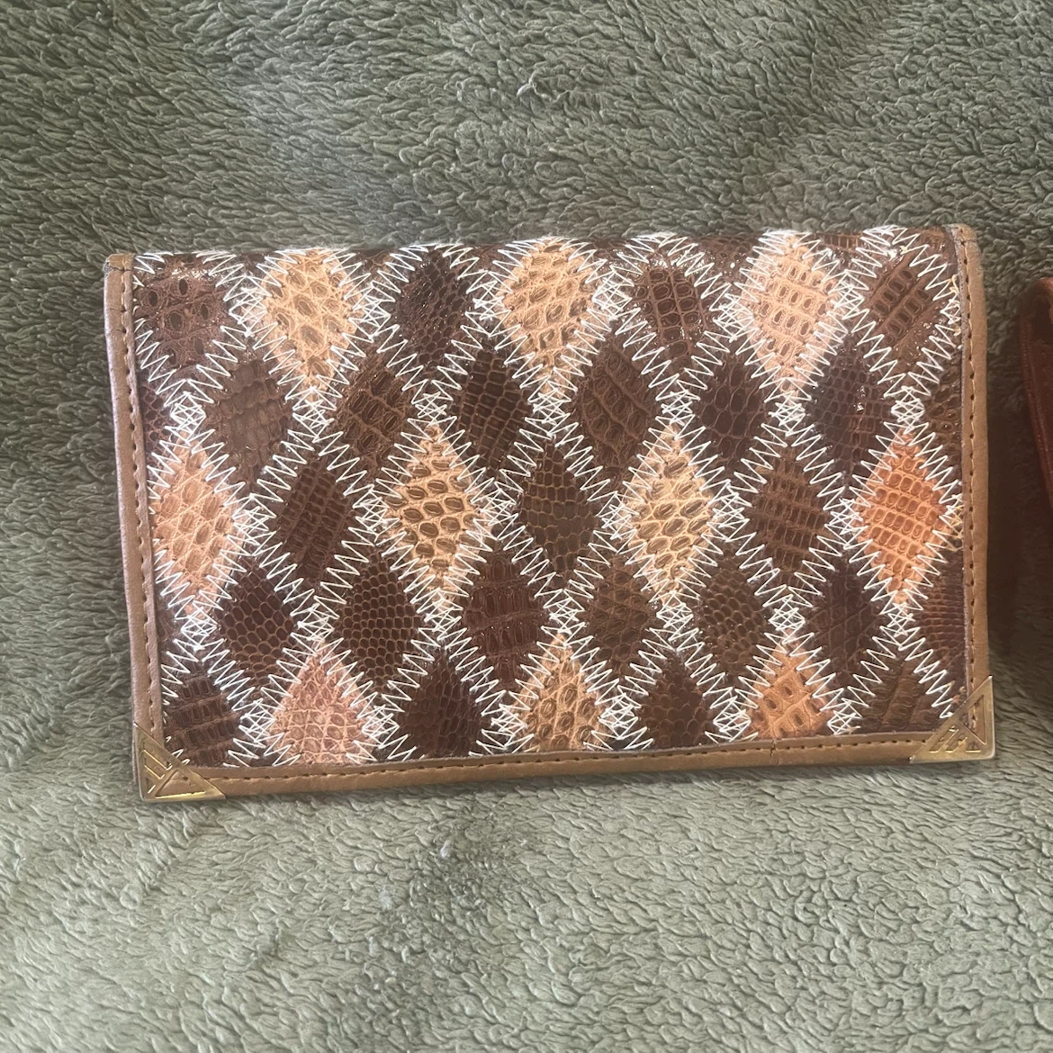 Leather Patchwork Cardholder Wallet - Brown & Red - photo 2