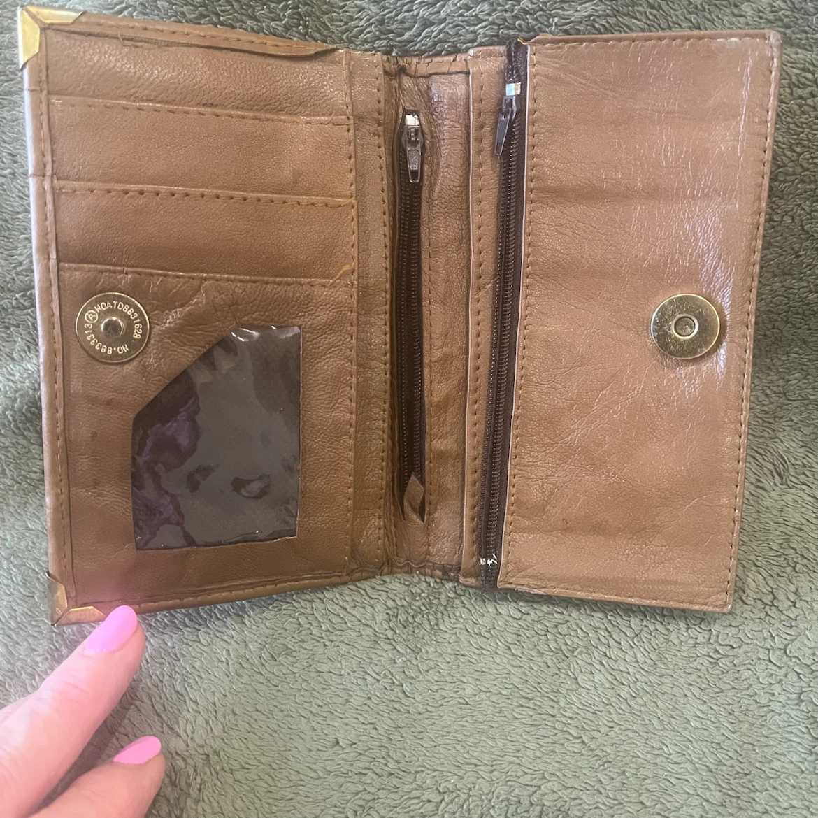 Leather Patchwork Cardholder Wallet - Brown & Red - photo 4