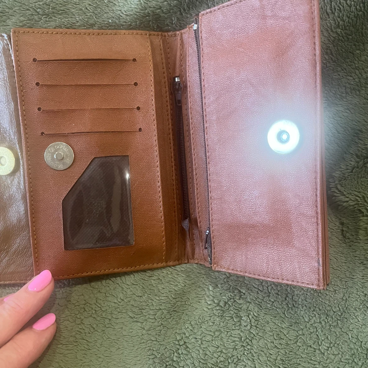 Leather Patchwork Cardholder Wallet - Brown & Red - photo 5