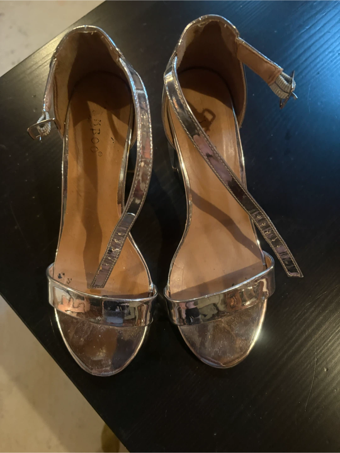 Brigitte Silver Block Heel Sandals size 7