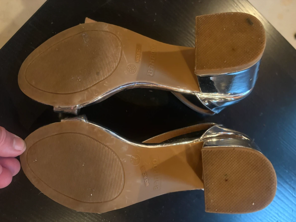 Brigitte Silver Block Heel Sandals size 7 - photo 2