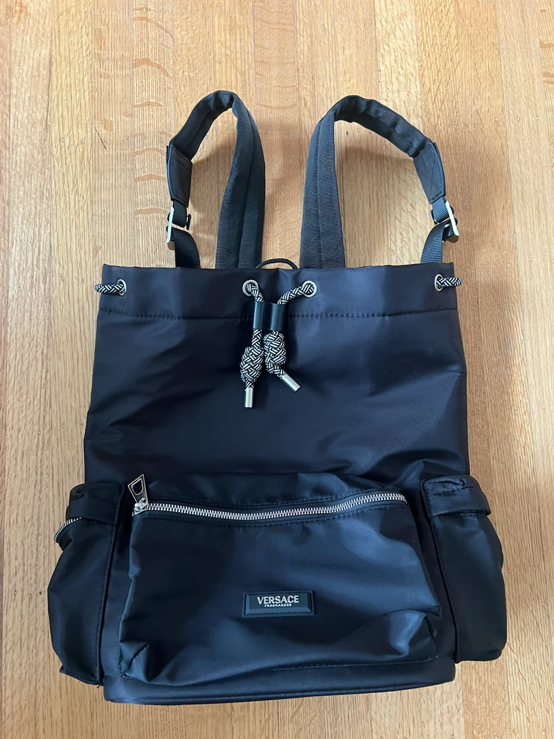 Versace Black Nylon Backpack