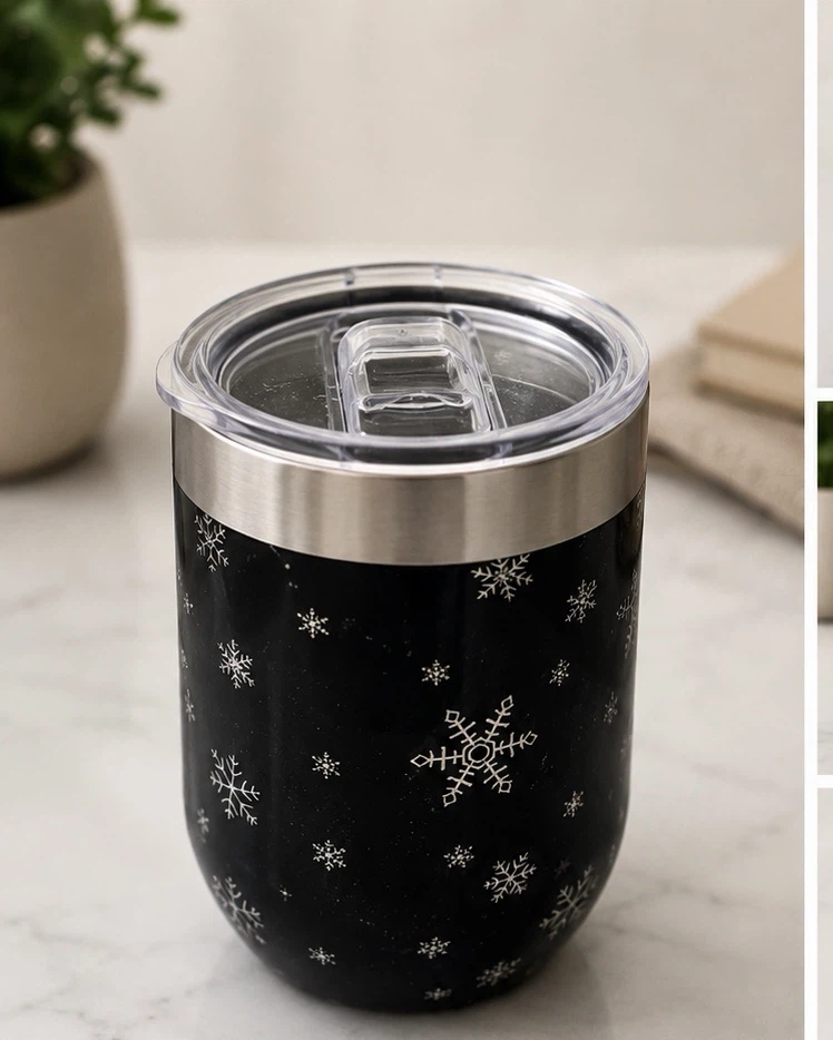 Black Tumbler with Snowflakes - photo 3