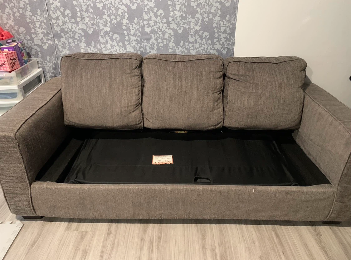 Grey Sectional Pull-Out Sofa Bed with Movable Chaise-$600. - photo 3