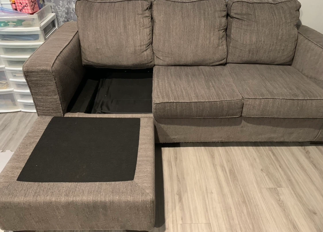 Grey Sectional Pull-Out Sofa Bed with Movable Chaise-$600. - photo 4