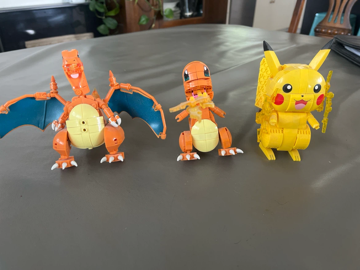 Pokemon Building Block Figures - Charizard, Charmander, Pikachu