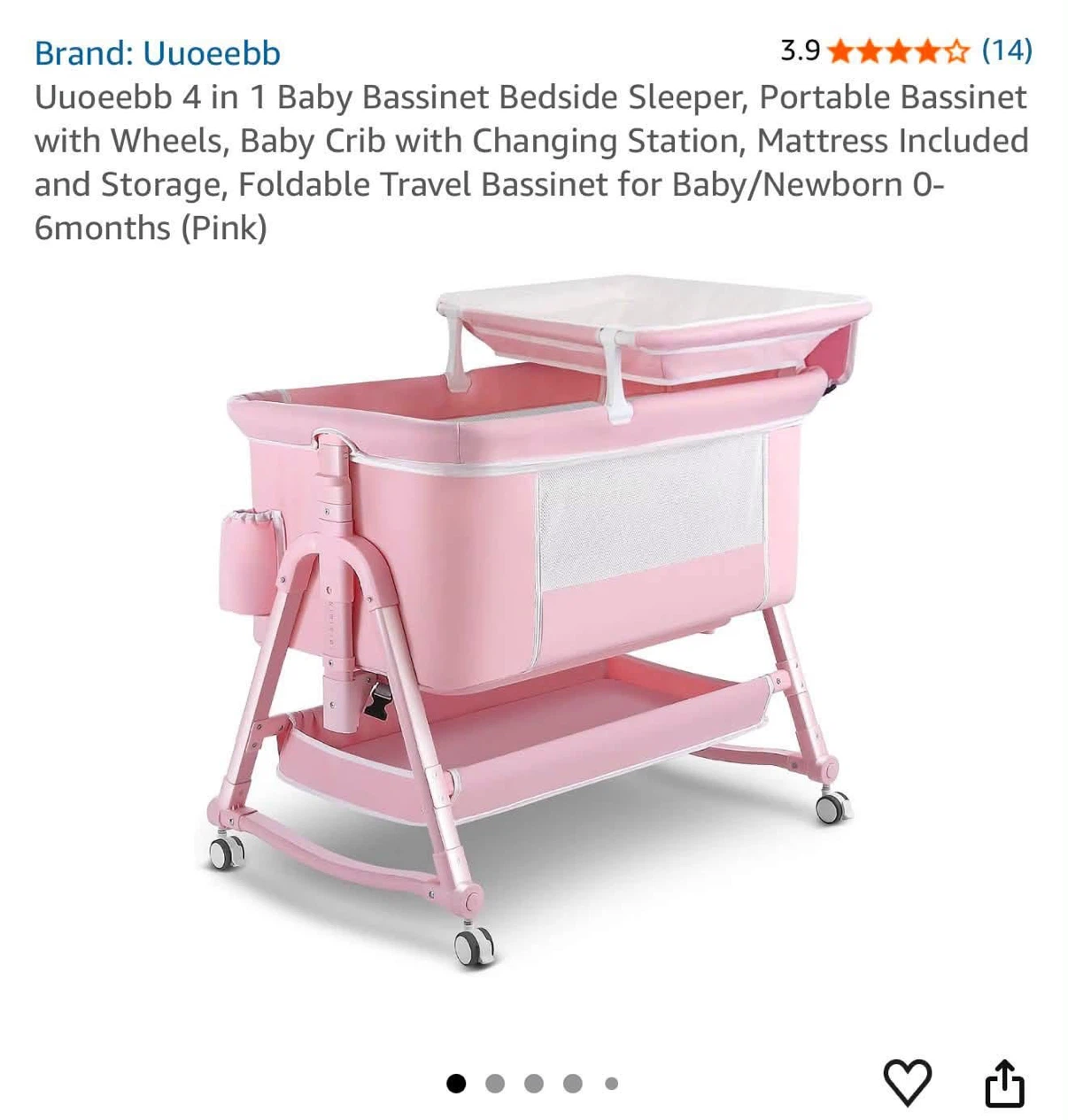 Pink Bassinet Bedside Sleeper - photo 3