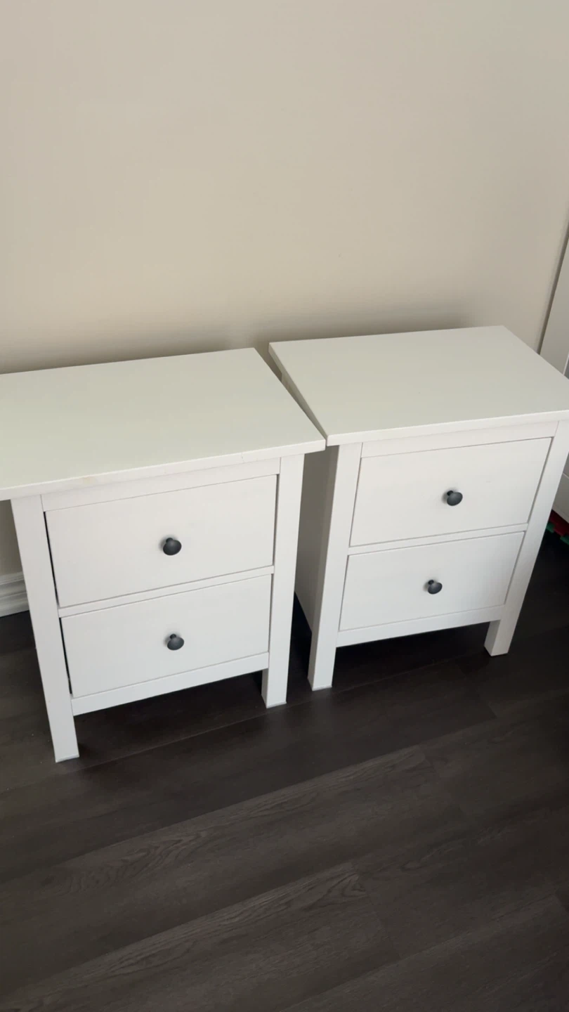 White 2-Drawer Nightstands (Pair) ($100 each)