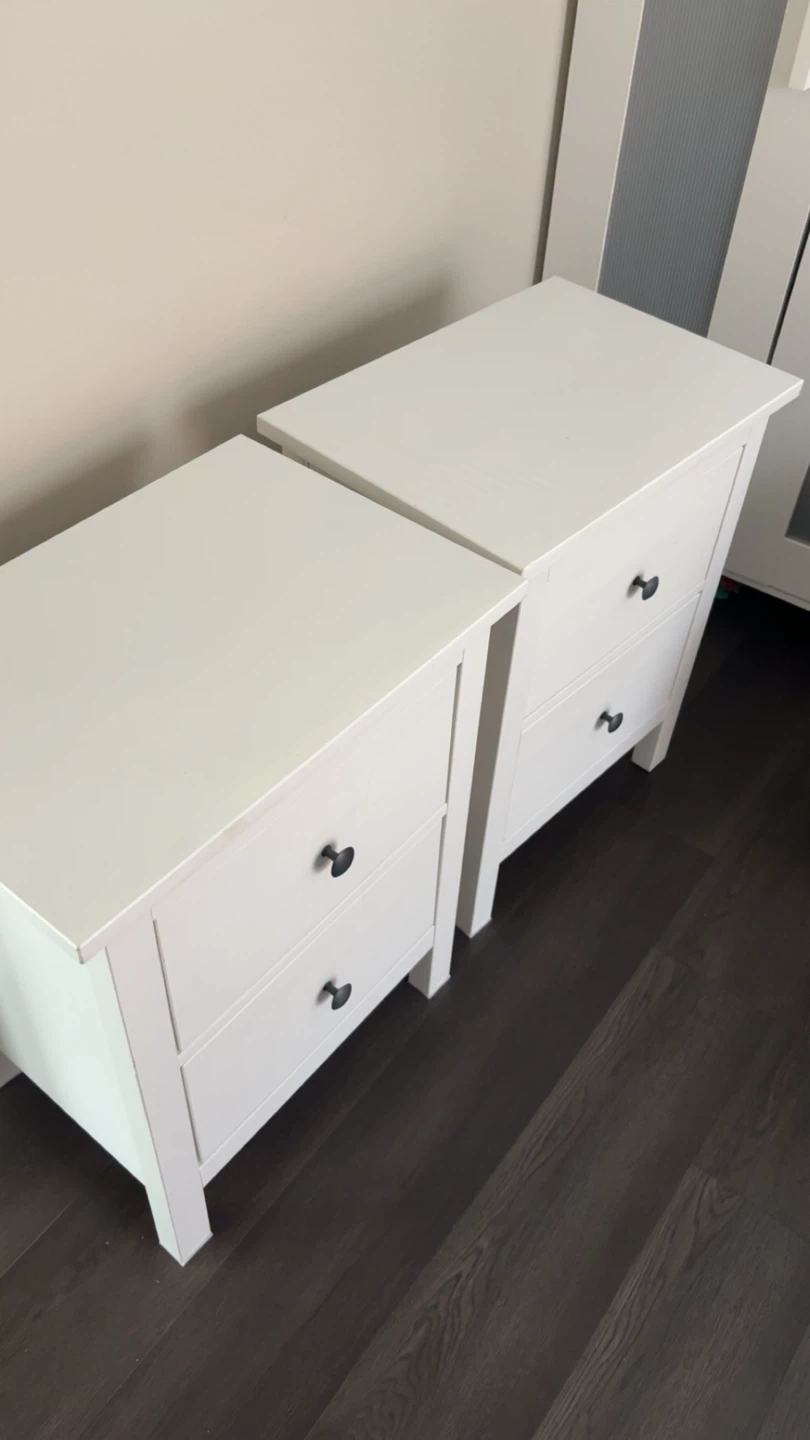 White 2-Drawer Nightstands (Pair) ($100 each) - photo 2