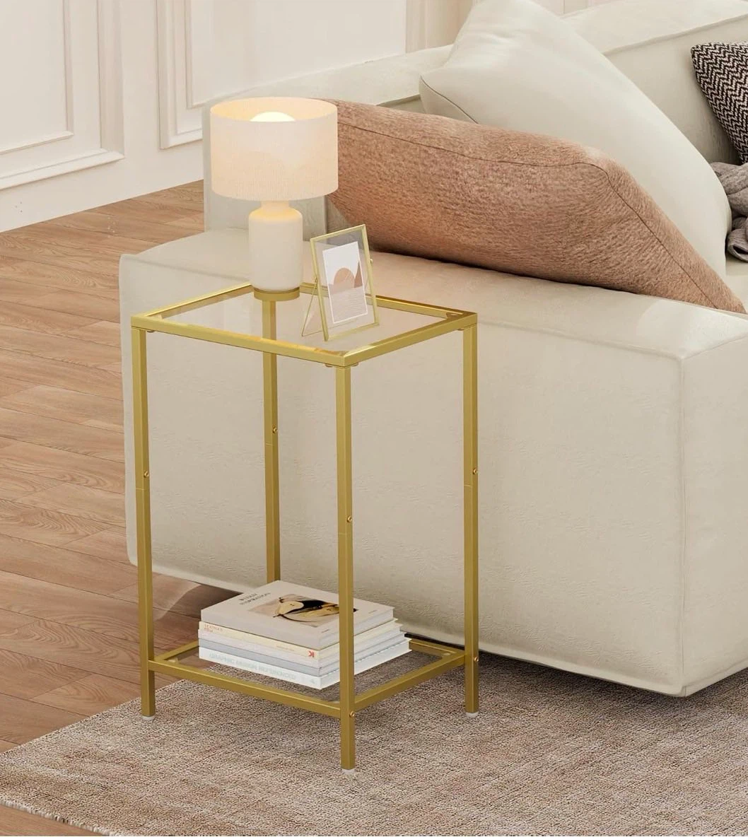 Gold Metal and Glass End Tables (Set of 2) - photo 5