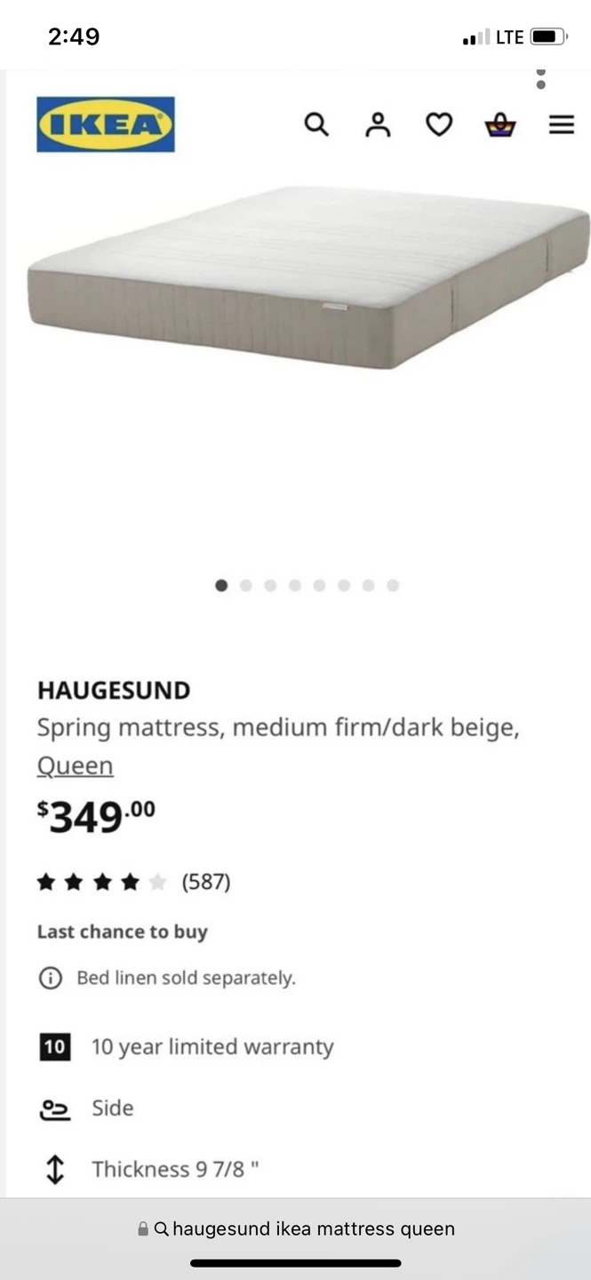 IKEA HAUGESUND Queen Spring Mattress