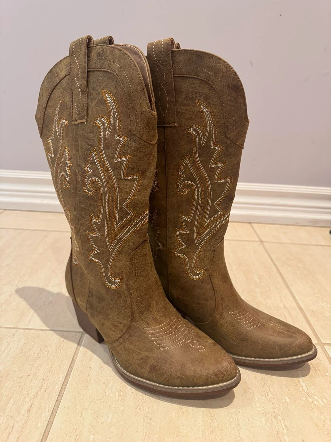 Brown Embroidered Western Cowboy Boots - photo 2