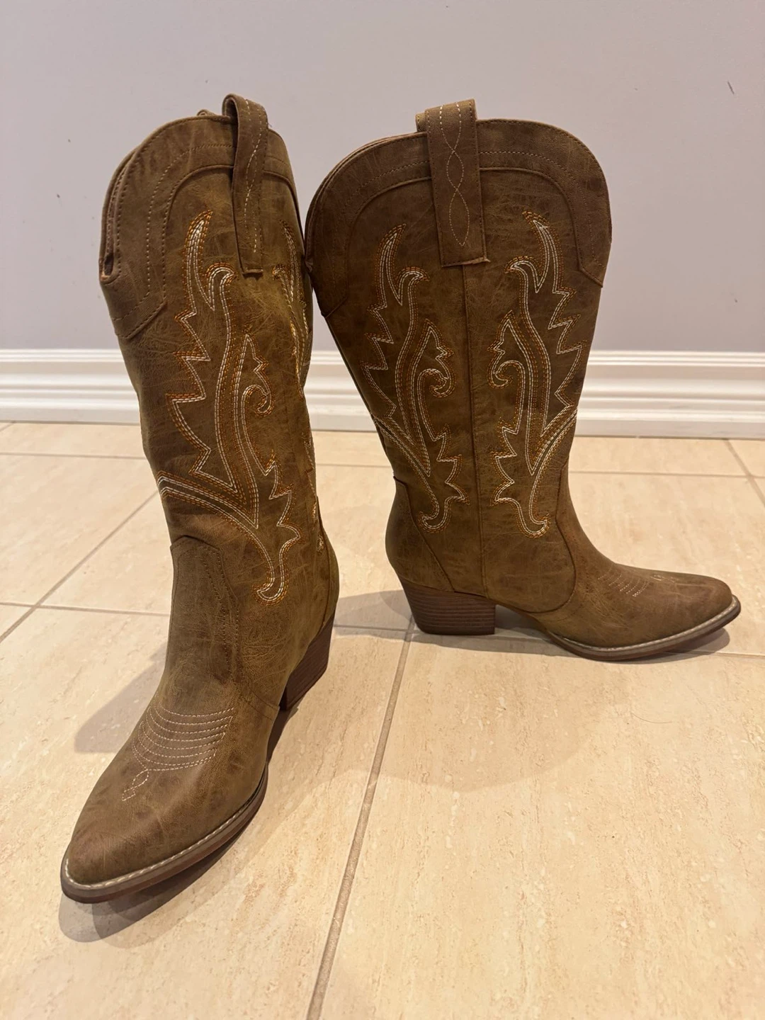 Brown Embroidered Western Cowboy Boots - photo 3