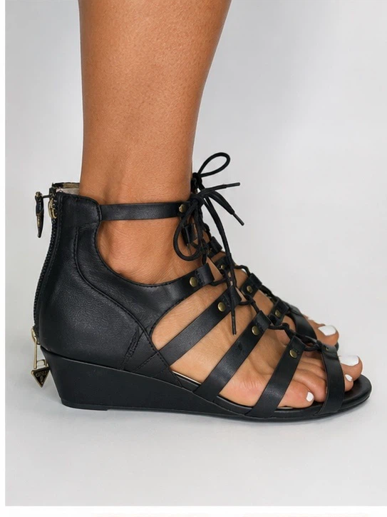 Guess Black Gladiator Wedge Sandals - photo 3