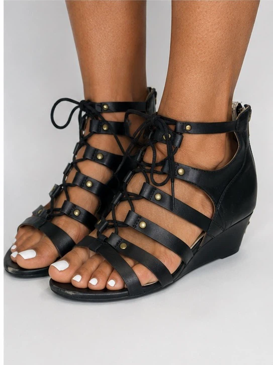 Guess Black Gladiator Wedge Sandals - photo 5