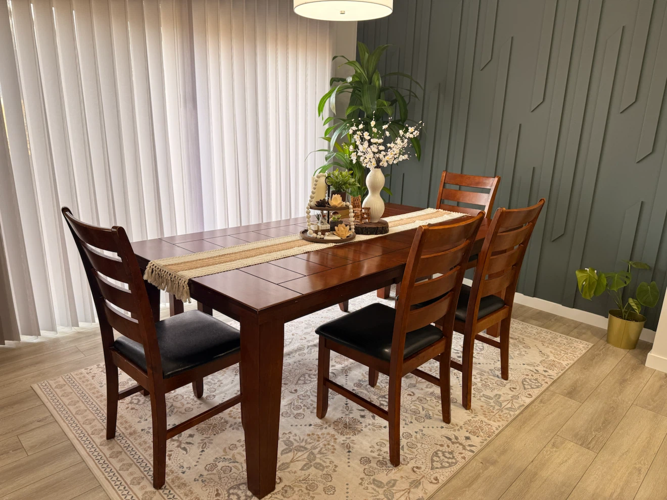 Solid Wood Dining Table with 4 Chairs and Bench from The Brick - photo 4
