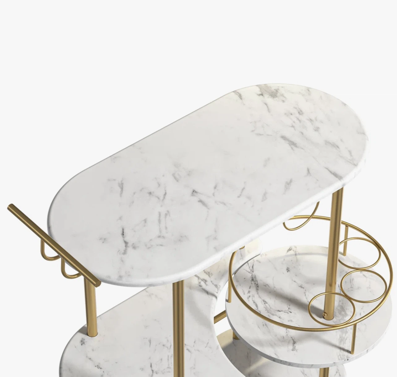 Marble Bar Cart with Gold Accents - photo 4