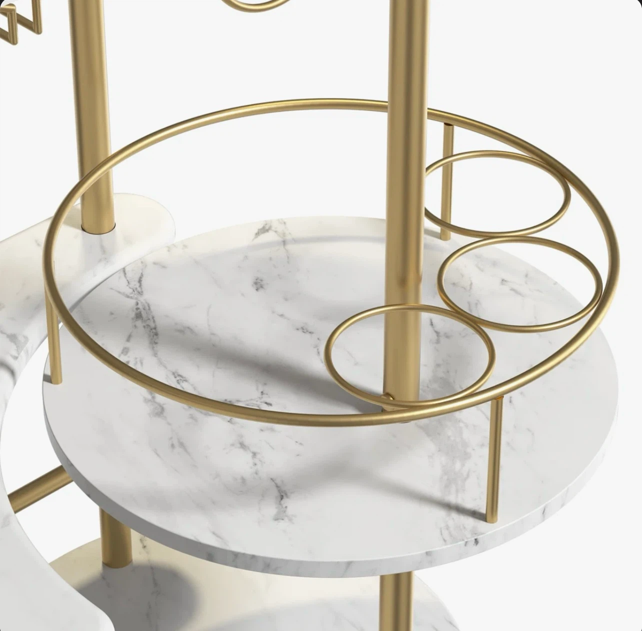 Marble Bar Cart with Gold Accents - photo 5