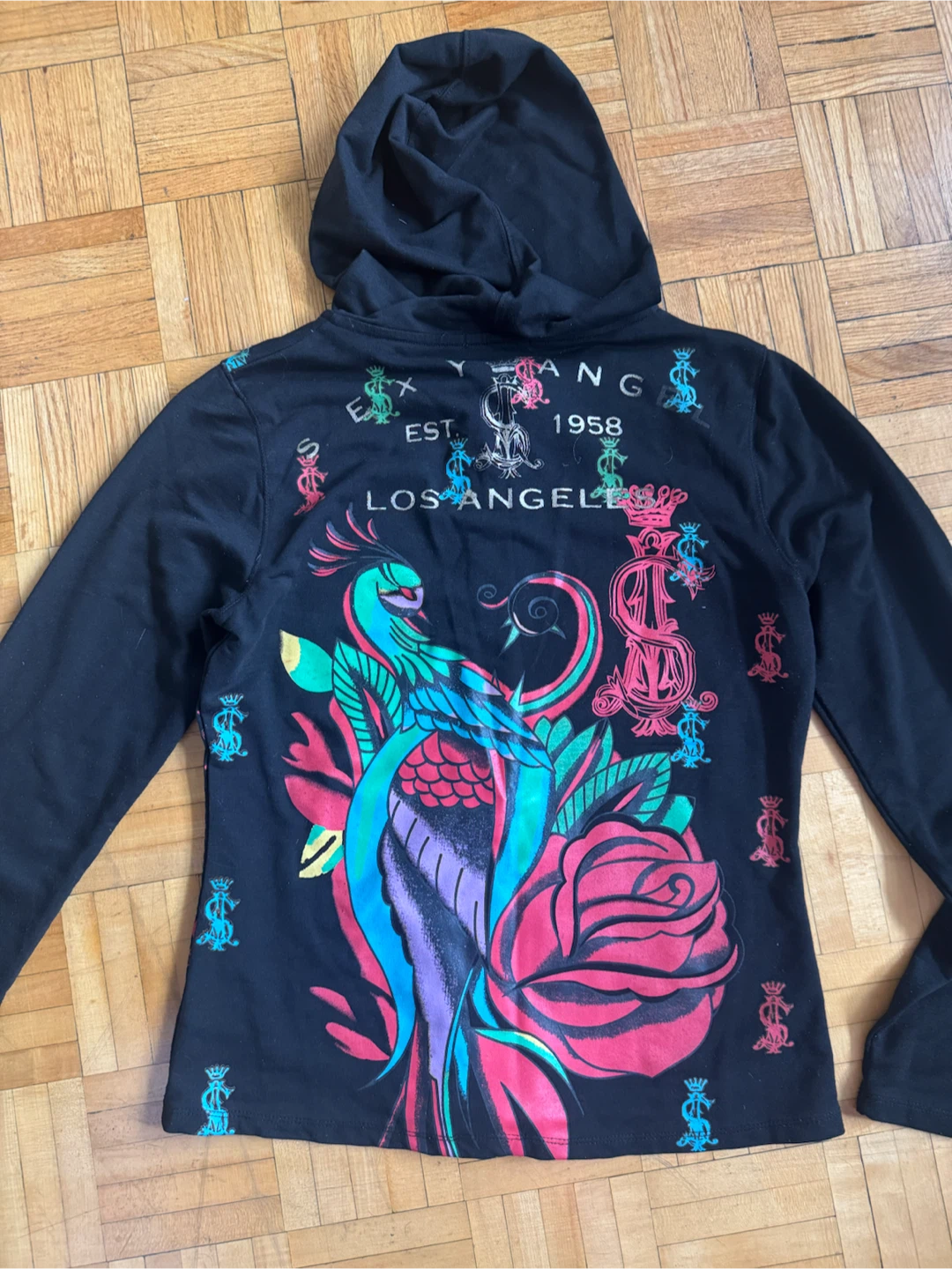 Sexy Angel Black Hoodie with Butterfly Graphic - Size L - photo 3