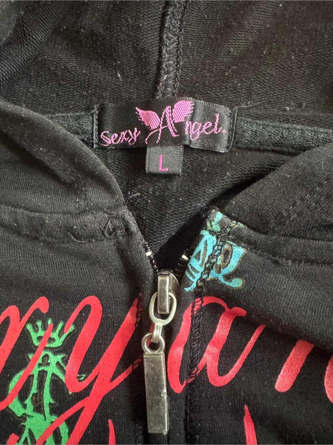 Sexy Angel Black Hoodie with Butterfly Graphic - Size L - photo 4