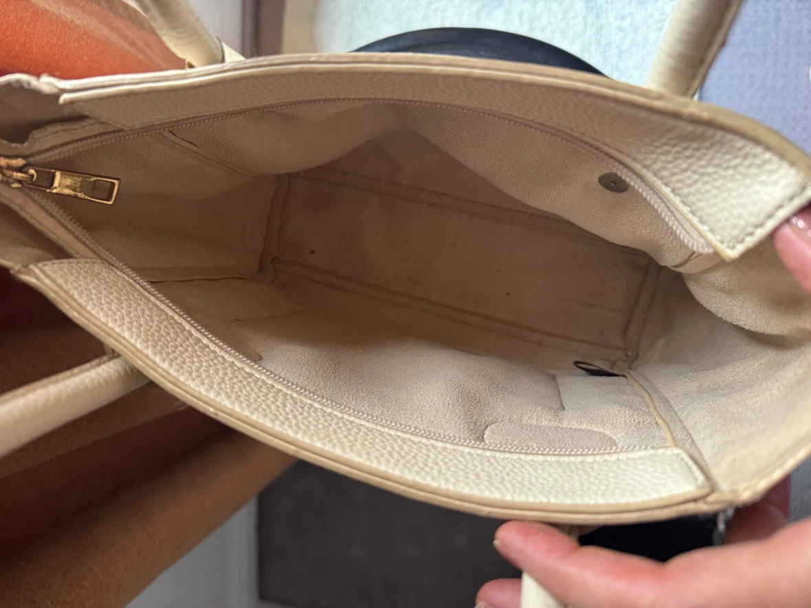 Cream Faux Leather Tote Bag - photo 2
