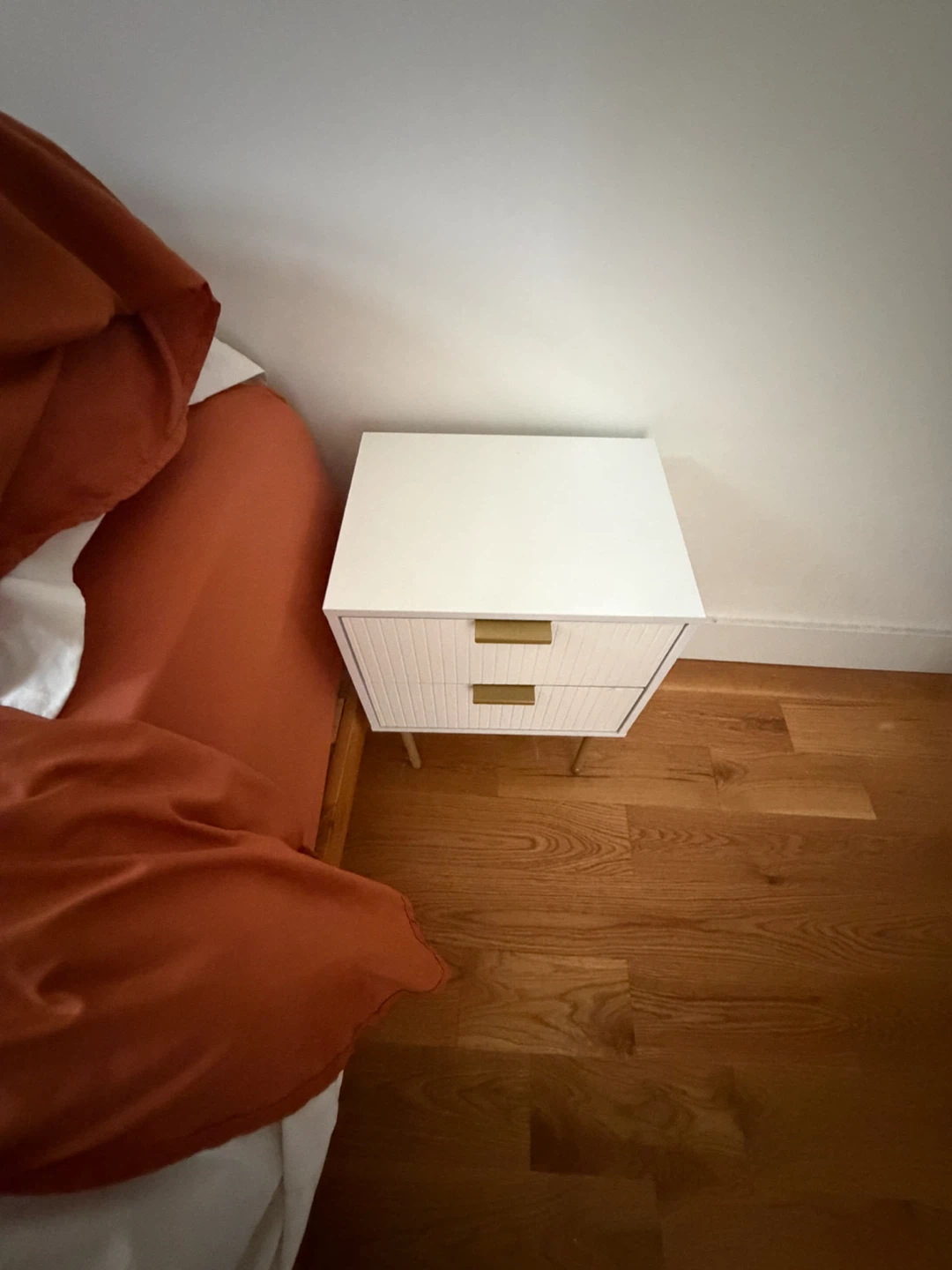 White 2-Drawer Nightstand with Gold Legs - photo 2