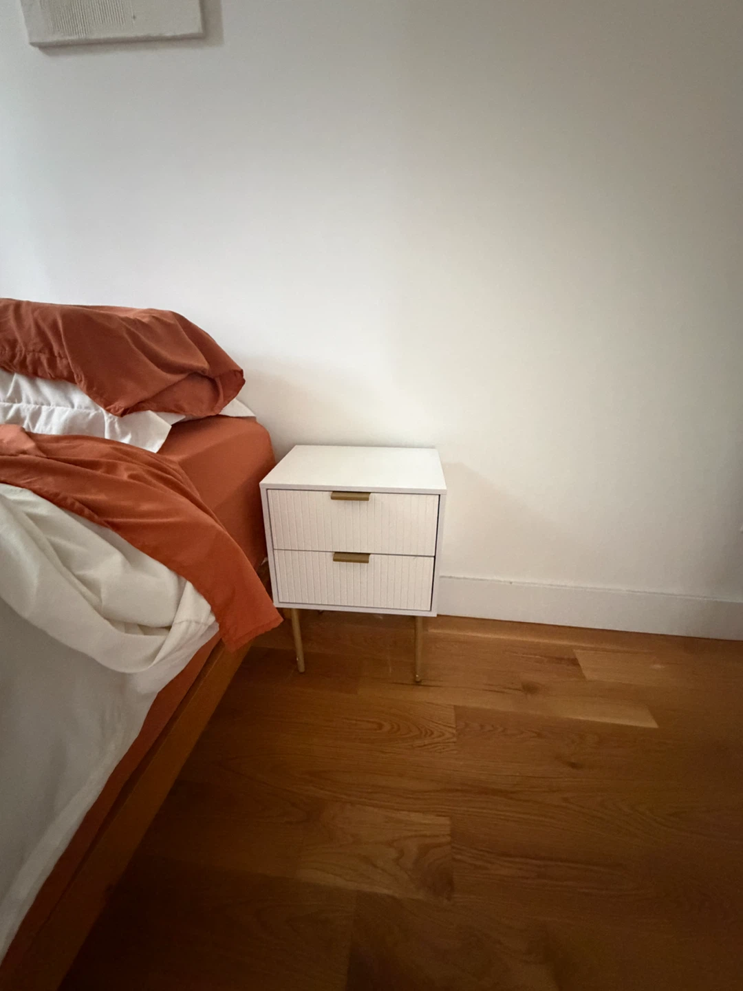 White 2-Drawer Nightstand with Gold Legs - photo 3
