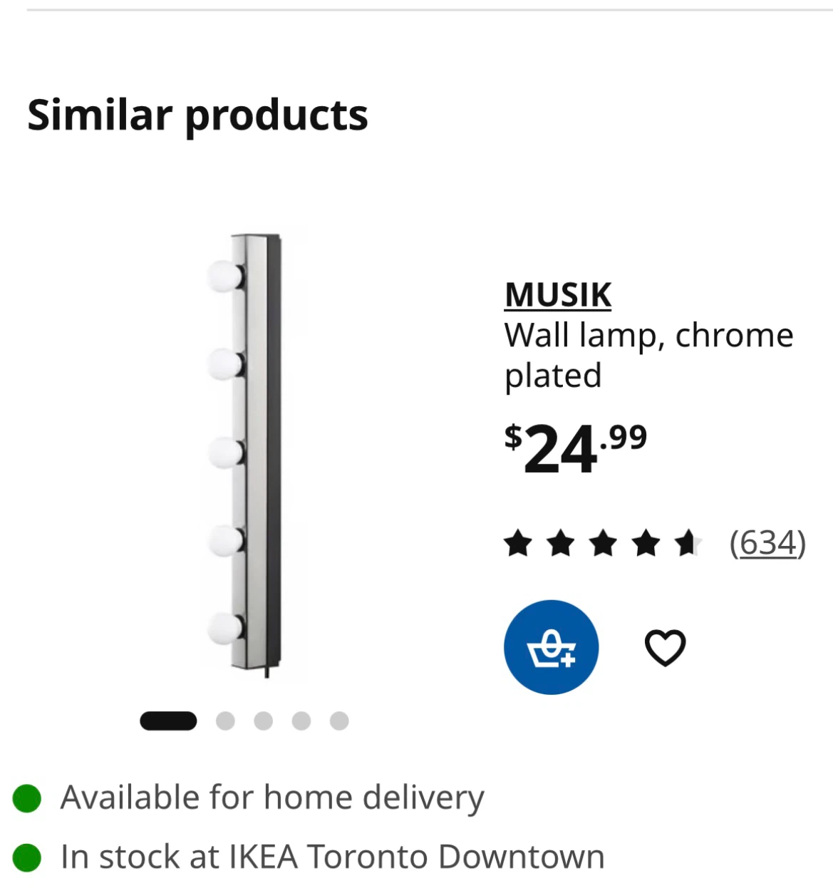 IKEA MUSIK Wall Lamp, Chrome Plated - photo 2