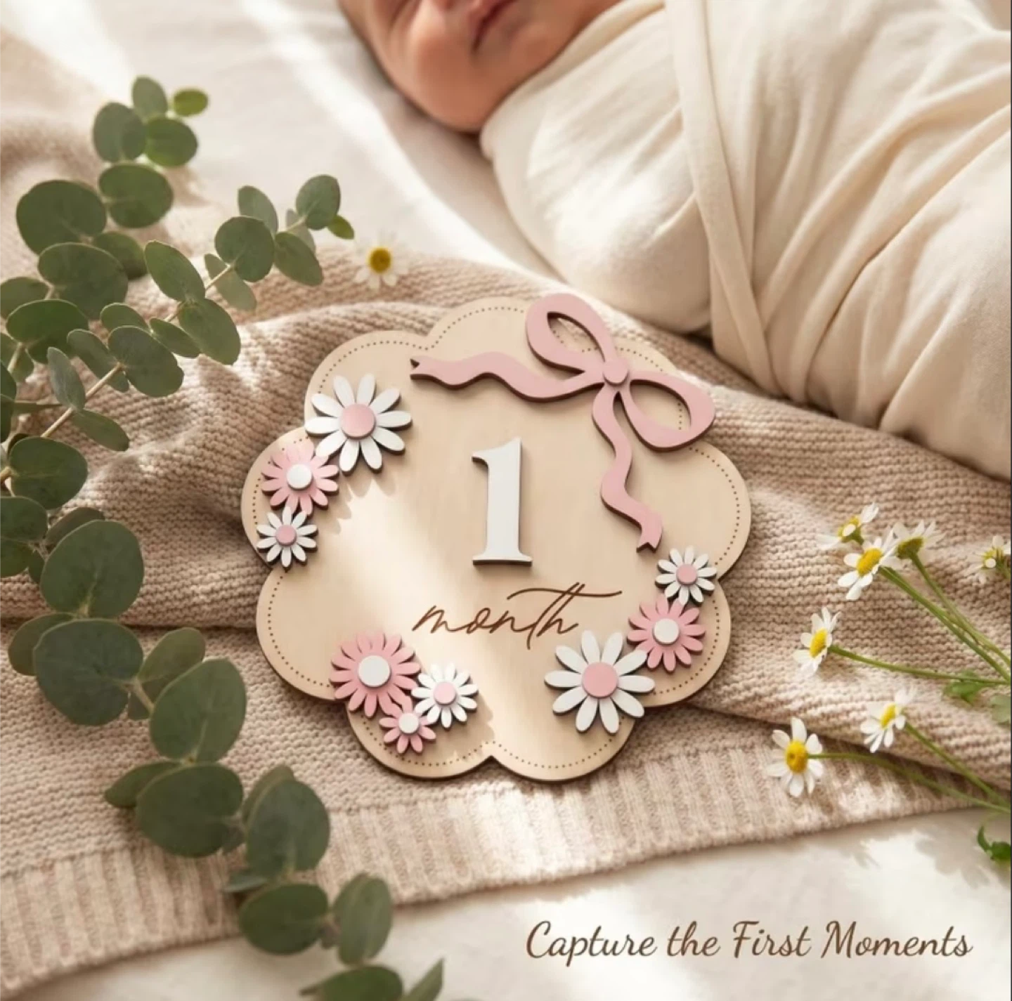 Baby's Monthly Milestone Floral Plaques