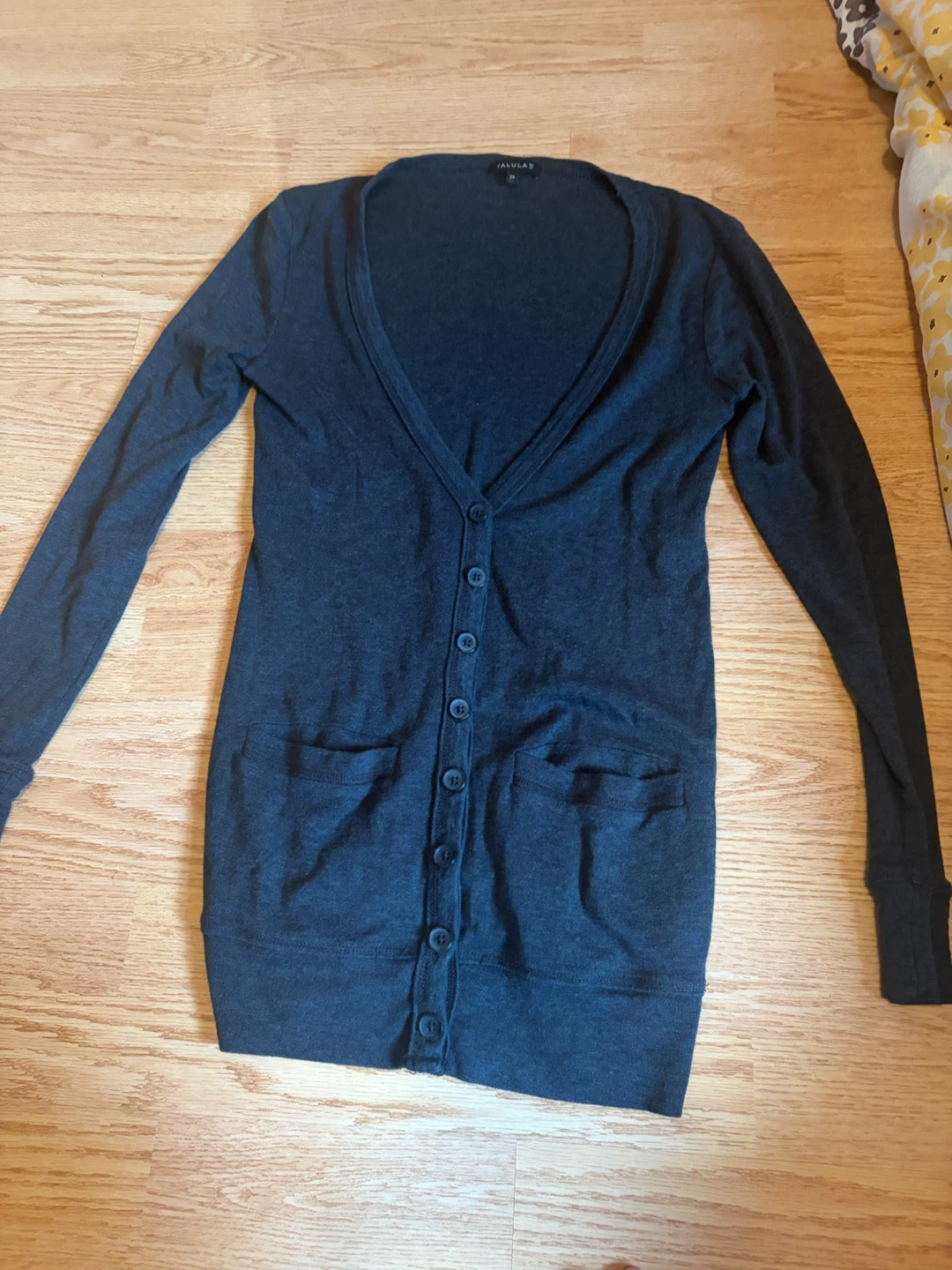 Aritzia Talula Dark Grey Long Women's Cardigan with Buttons