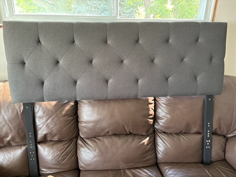 Quilted Dark Grey Double Headboard