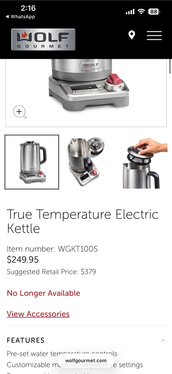 Wolf Gourmet True Temperature Electric Kettle - 1.5L - photo 4