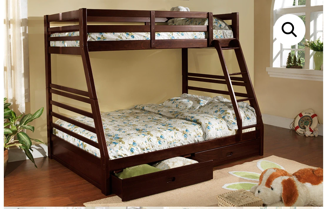 Dark Wood single over double Bunk Bed with Drawer Storage - photo 2