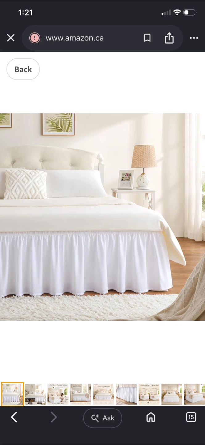 2 White Ruffled Bed Skirts- king size 16” drop