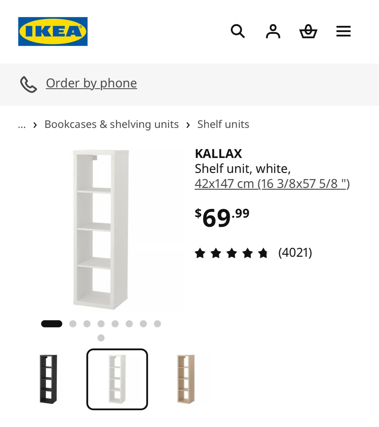 IKEA KALLAX Shelf Unit - White - 42x147 cm