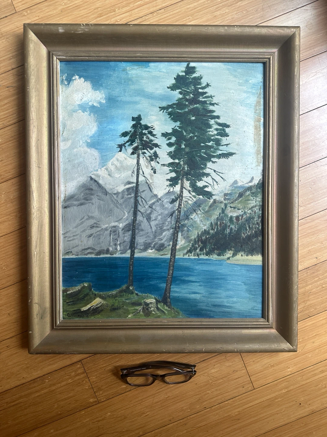 VINTAGE ORIGINAL MID CENTURY MODERN LANDSCAPE PAINTING ART WORK - photo 2